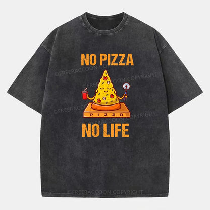 Vintage No Pizza No Life Washed T-Shirt