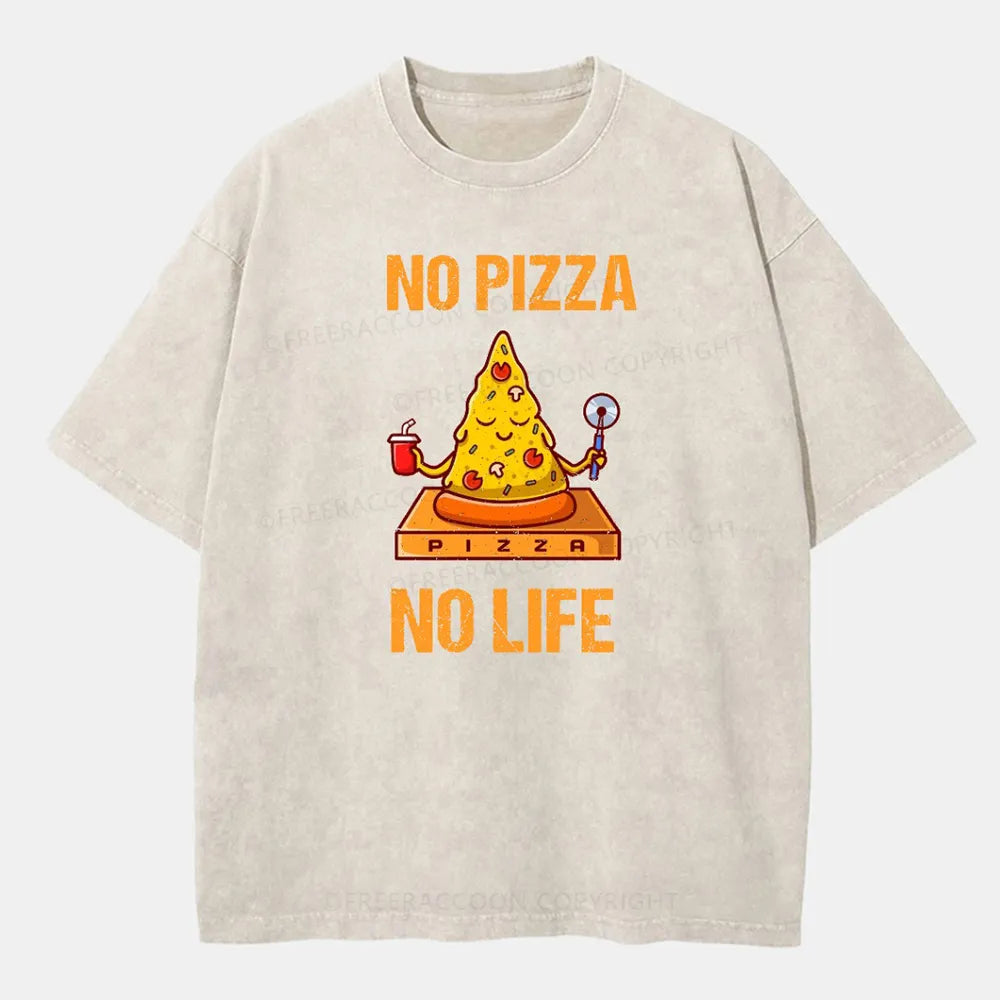 Vintage No Pizza No Life Washed T-Shirt