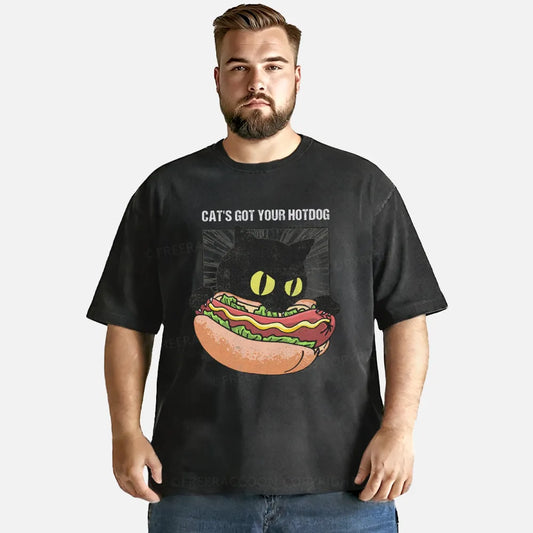 Vintage Cat's Got Your Hotdog Washed T-Shirt