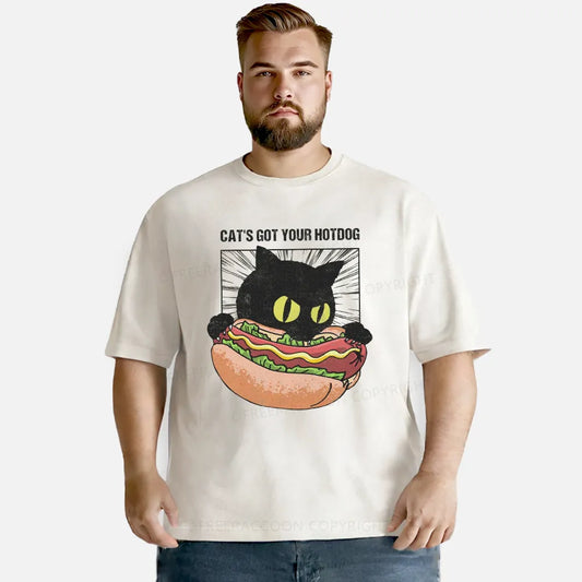 Vintage Cat's Got Your Hotdog Washed T-Shirt