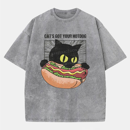 Vintage Cat's Got Your Hotdog Washed T-Shirt