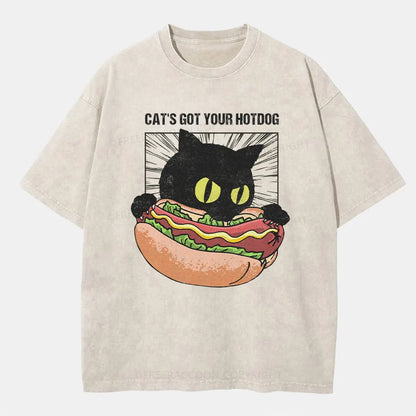 Vintage Cat's Got Your Hotdog Washed T-Shirt