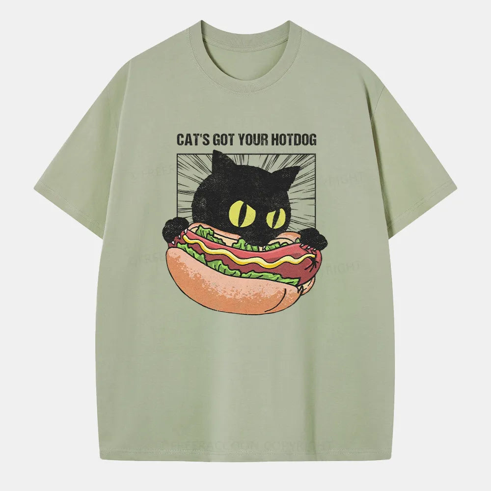 Vintage Cat'S Got Your Hotdog Classic T-Shirt