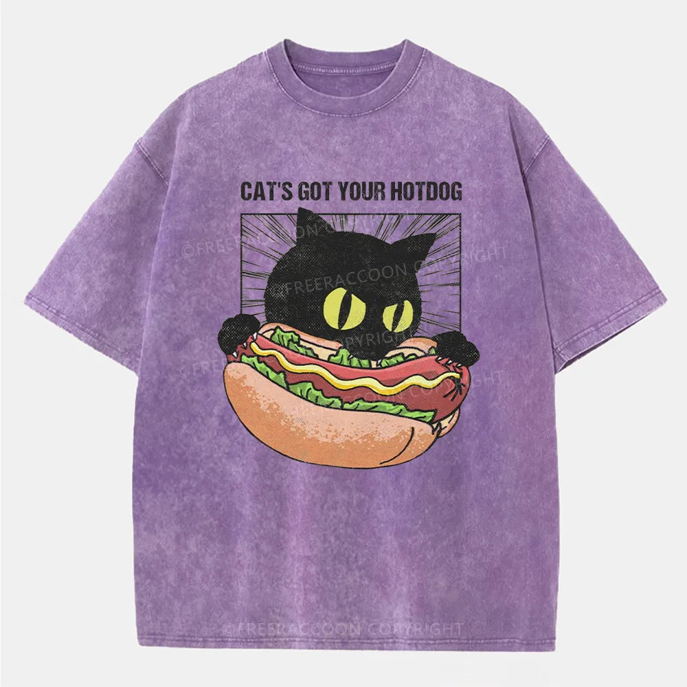 Vintage Cat's Got Your Hotdog Washed T-Shirt