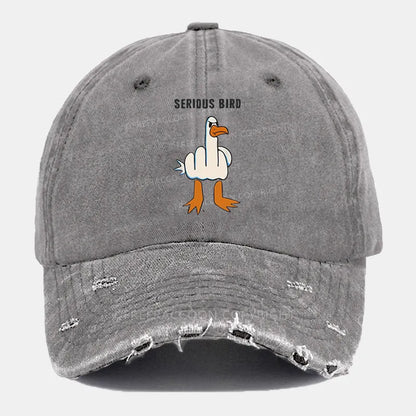 Vintage Serious Bird Ripped Washed Cap