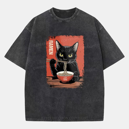 Vintage Ramen Cat Washed T-Shirt