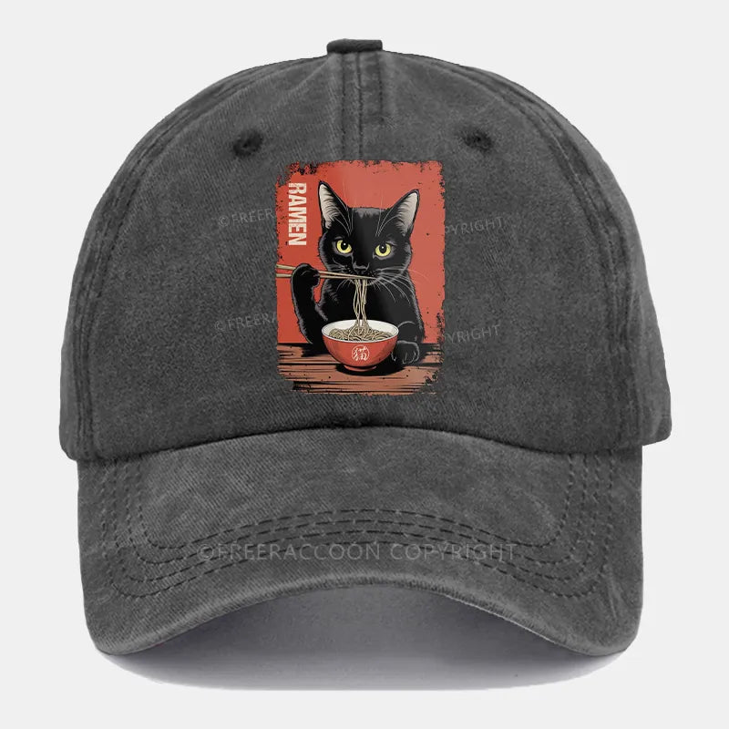 Vintage Ramen Cat Washed Cap