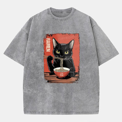 Vintage Ramen Cat Washed T-Shirt