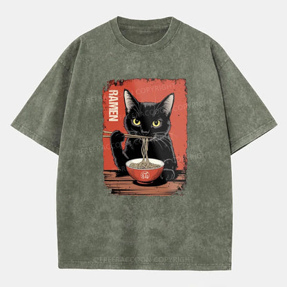 Vintage Ramen Cat Washed T-Shirt