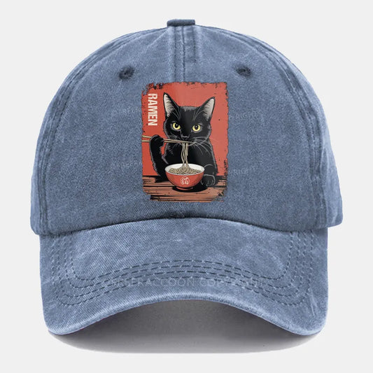 Vintage Ramen Cat Washed Cap