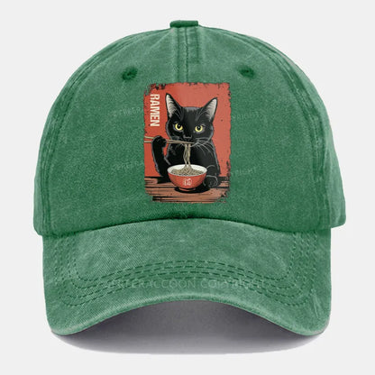 Vintage Ramen Cat Washed Cap