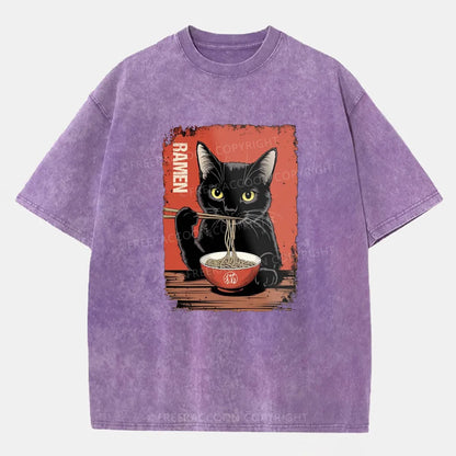 Vintage Ramen Cat Washed T-Shirt