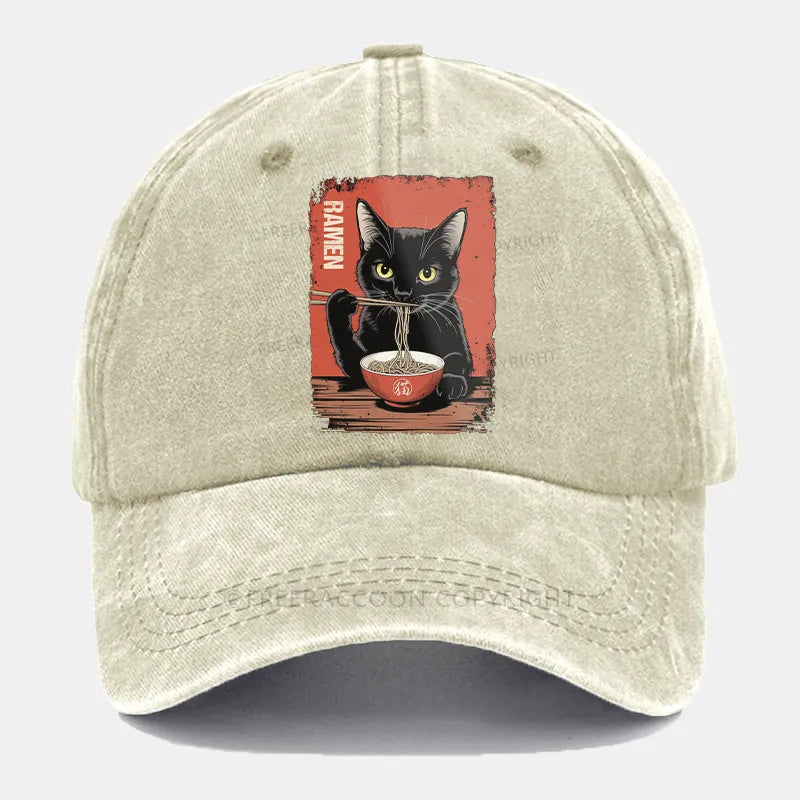 Vintage Ramen Cat Washed Cap