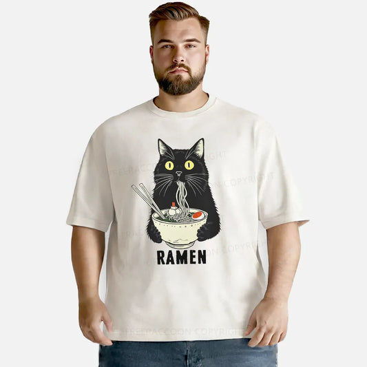 Vintage Ramen Cat'S Delicious Moment Washed T-Shirt