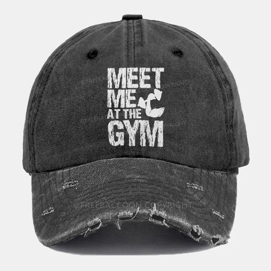 Vintage Meet Me At The Gym Ripped Washed Cap