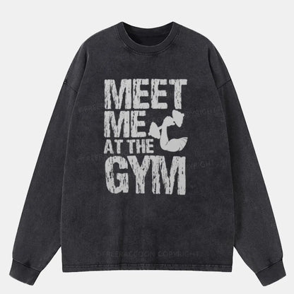 Vintage Meet Me At The Gym Washed Long Sleeve Shirt