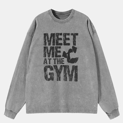 Vintage Meet Me At The Gym Washed Long Sleeve Shirt