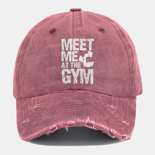 Vintage Meet Me At The Gym Ripped Washed Cap