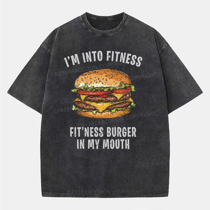 Vintage I’M Into Fitness Fit’Ness Burger In My Mouth Washed T-Shirt