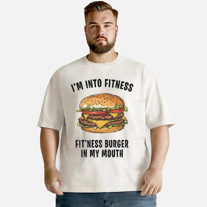 Vintage I’M Into Fitness Fit’Ness Burger In My Mouth Washed T-Shirt