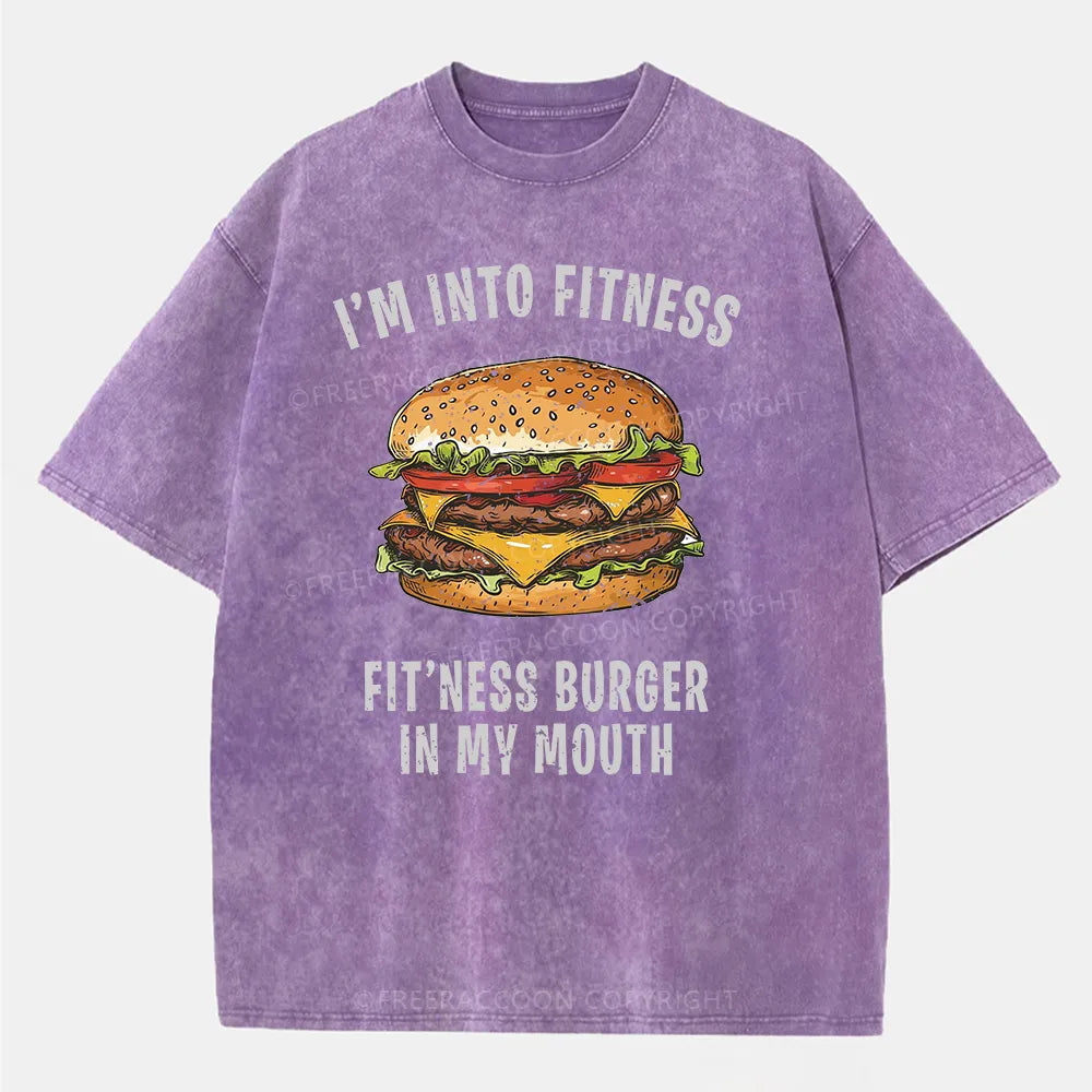 Vintage I’M Into Fitness Fit’Ness Burger In My Mouth Washed T-Shirt