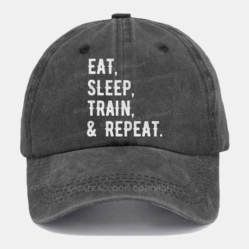 Vintage Eat, Sleep, Train, & Repeat Washed Cap