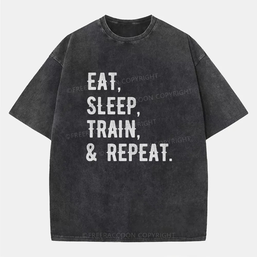 Vintage Eat, Sleep, Train, & Repeat Washed T-Shirt