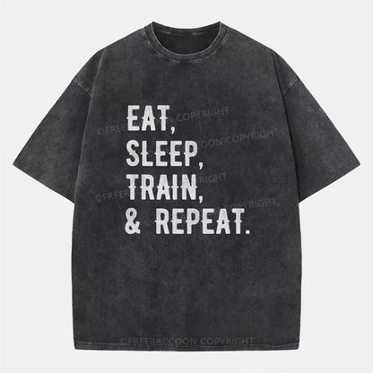 Vintage Eat, Sleep, Train, & Repeat Washed T-Shirt