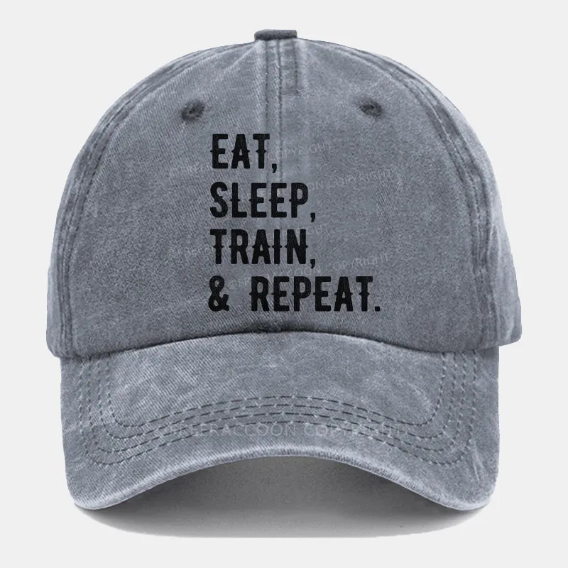 Vintage Eat, Sleep, Train, & Repeat Washed Cap