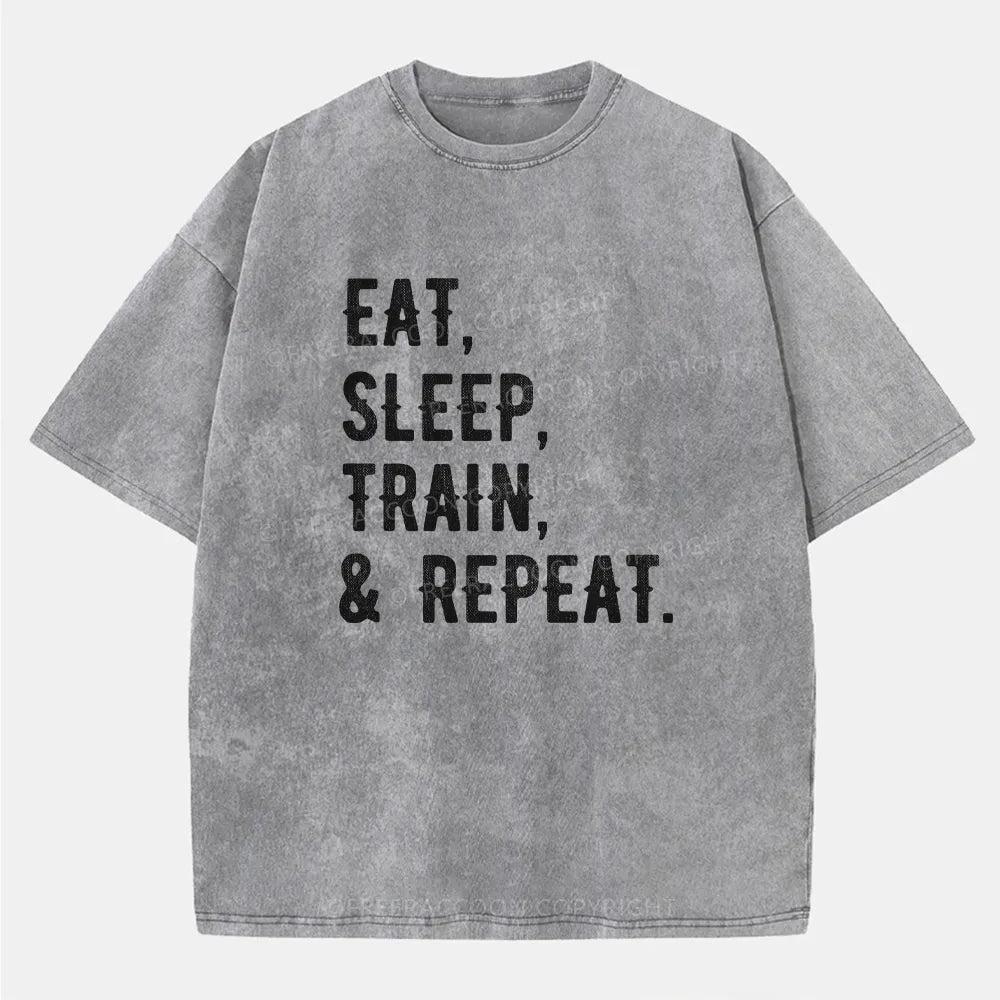 Vintage Eat, Sleep, Train, & Repeat Washed T-Shirt