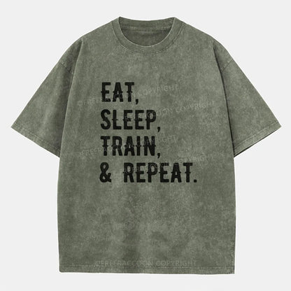 Vintage Eat, Sleep, Train, & Repeat Washed T-Shirt