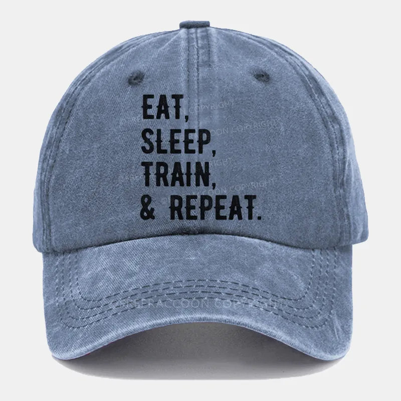 Vintage Eat, Sleep, Train, & Repeat Washed Cap