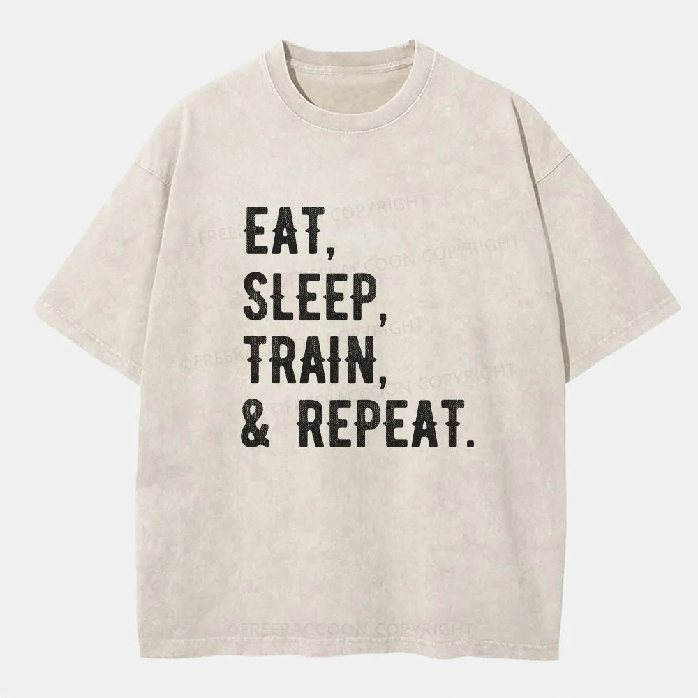 Vintage Eat, Sleep, Train, & Repeat Washed T-Shirt