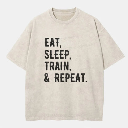 Vintage Eat, Sleep, Train, & Repeat Washed T-Shirt