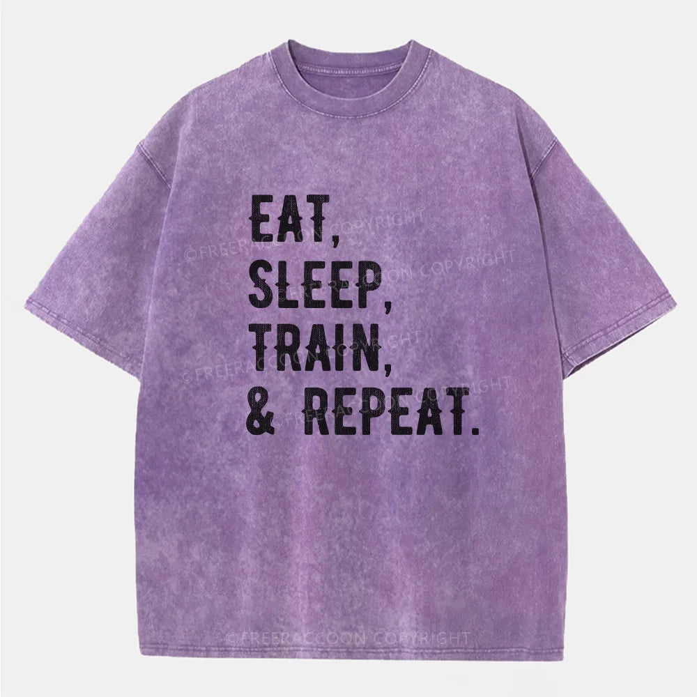 Vintage Eat, Sleep, Train, & Repeat Washed T-Shirt