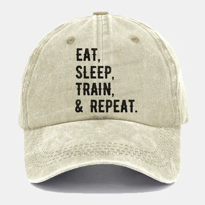 Vintage Eat, Sleep, Train, & Repeat Washed Cap