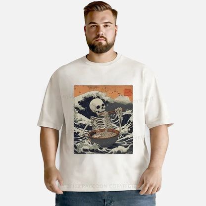 Vintage Ramen Lover Japanese Skeleton Washed T-Shirt