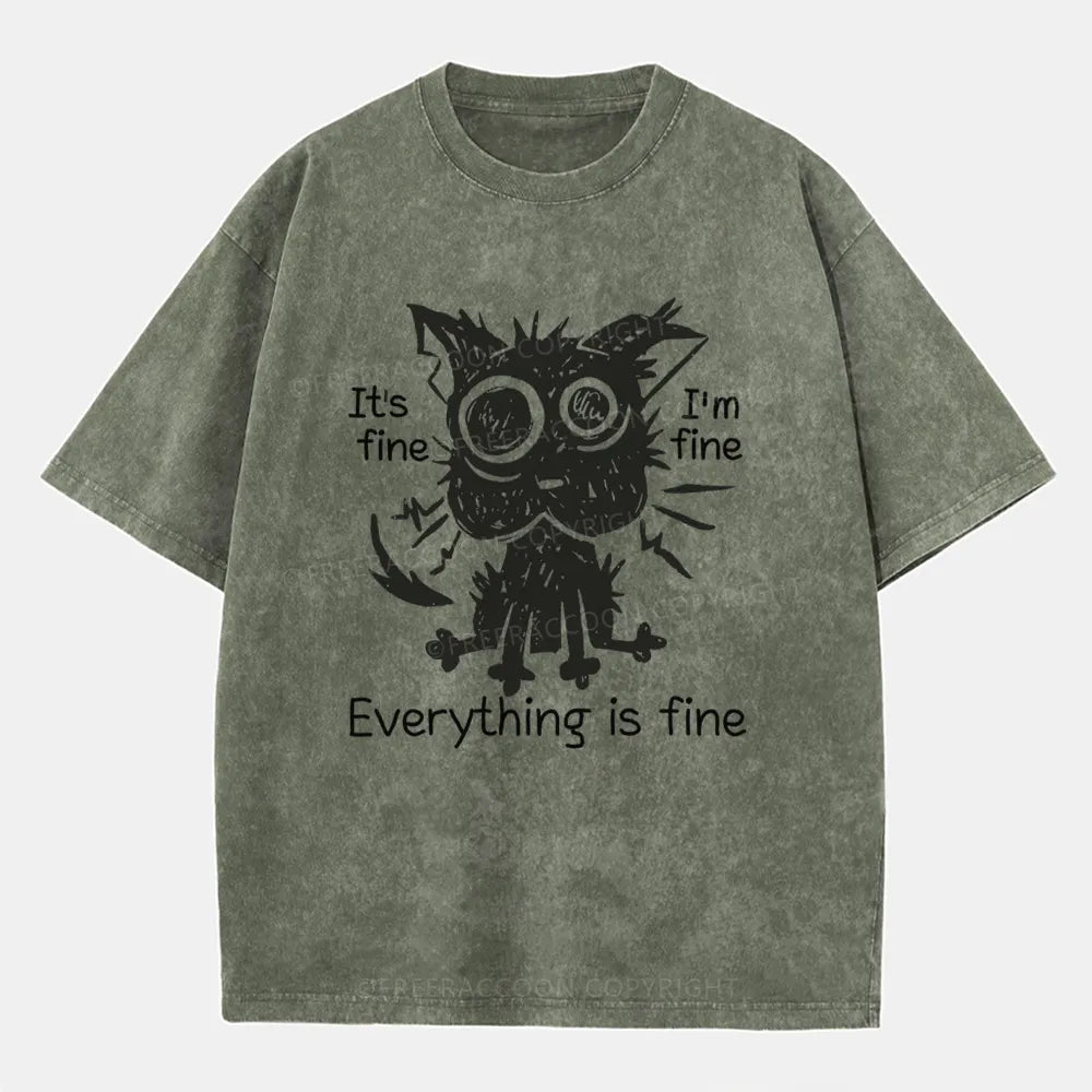 Vintage It'S Fine, I'M Fine, Everything Is Fine Washed T-Shirt