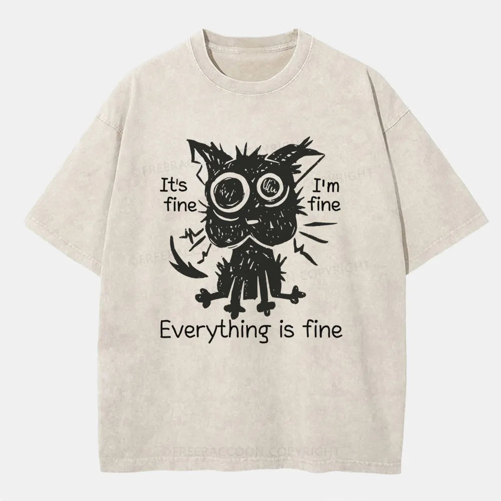 Vintage It'S Fine, I'M Fine, Everything Is Fine Washed T-Shirt