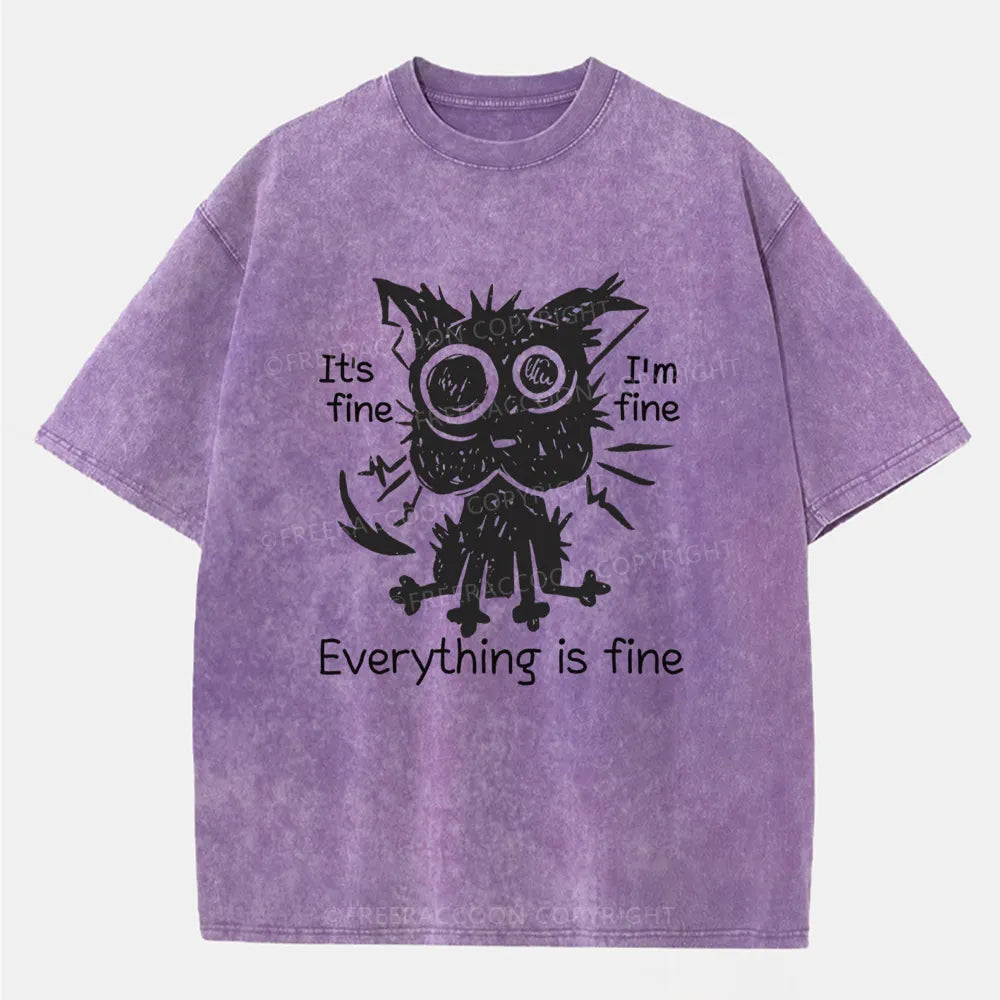 Vintage It'S Fine, I'M Fine, Everything Is Fine Washed T-Shirt