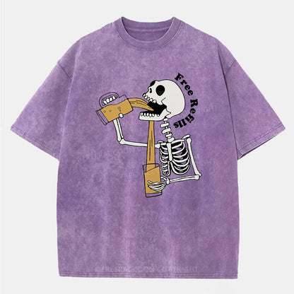 Vintage Free Refills Skeleton Washed T-Shirt