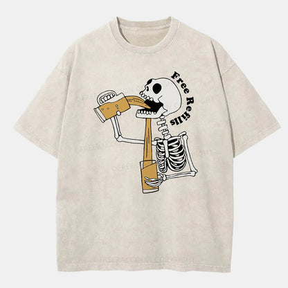 Vintage Free Refills Skeleton Washed T-Shirt