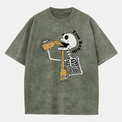 Vintage Free Refills Skeleton Washed T-Shirt