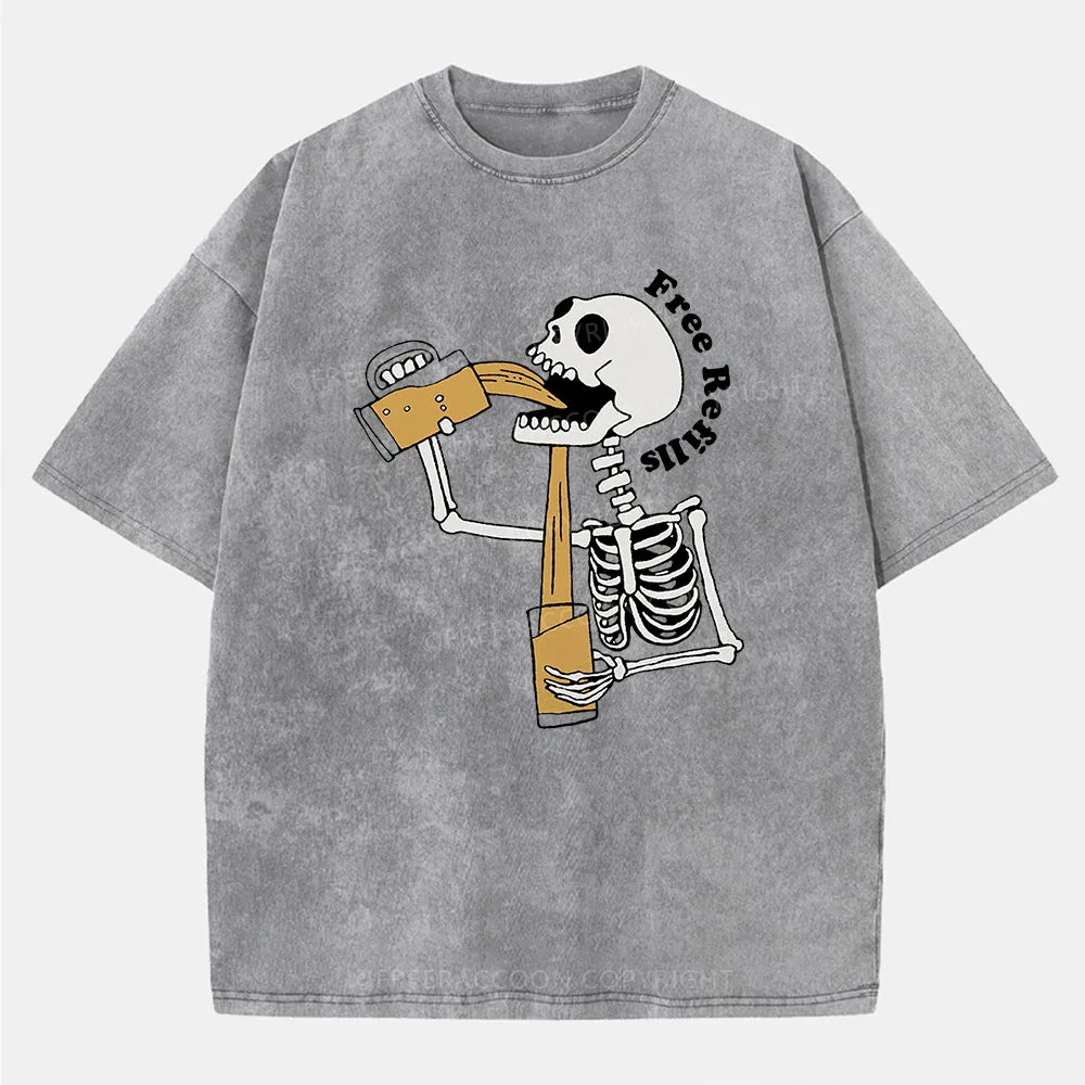 Vintage Free Refills Skeleton Washed T-Shirt