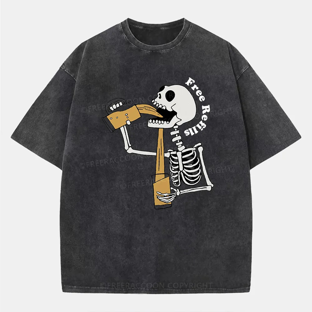 Vintage Free Refills Skeleton Washed T-Shirt