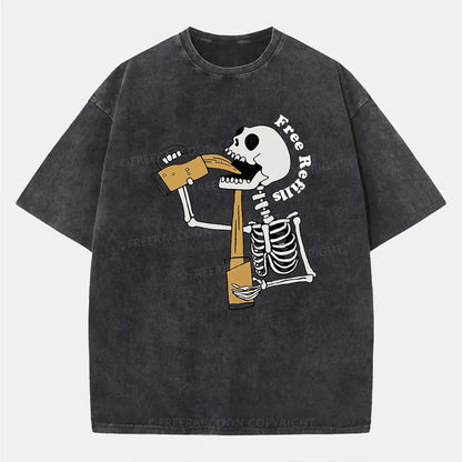 Vintage Free Refills Skeleton Washed T-Shirt