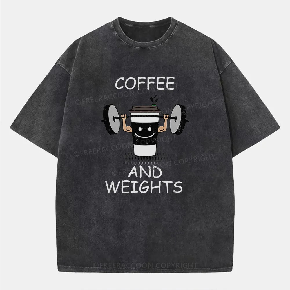 Vintage Coffee And Weights Washed T-Shirt