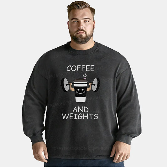 Vintage Coffee And Weights Washed Long Sleeve Shirt