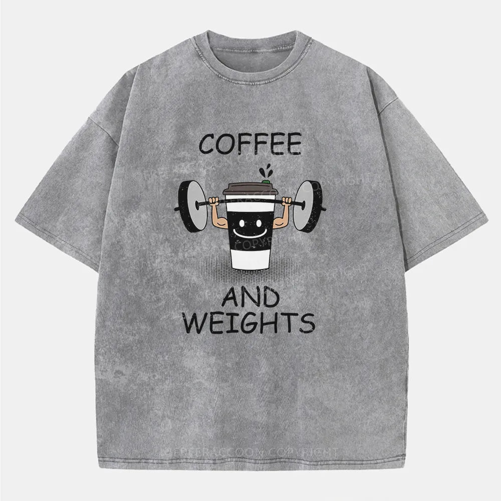 Vintage Coffee And Weights Washed T-Shirt