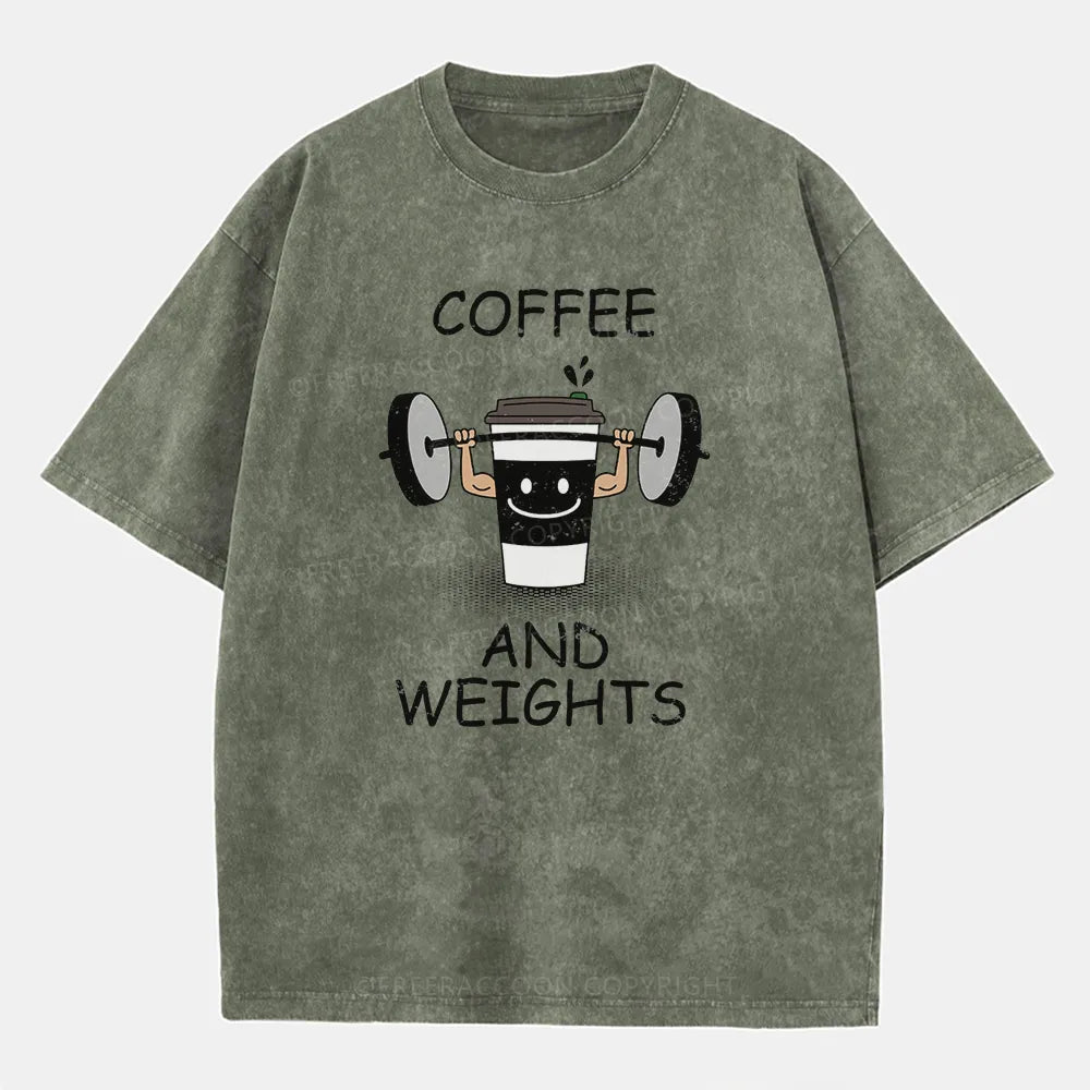 Vintage Coffee And Weights Washed T-Shirt